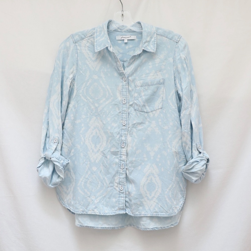 Foxcroft printed utility shirt chambray jean denim stampede cowgirl bohemian 2 - Picture 2 of 8